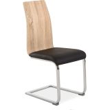 Pack 4 sillas de Comedor, Acabado en símil Piel Color Negro y Madera, Medidas: 44 cm (An) x 57 cm (Lar) x 97 cm (Al)