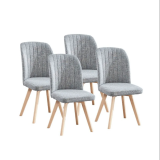 Pack 4 Sillas de Comedor, Sillas de Salón Color Gris y Patas Color Haya, Medidas: Ancho: 46 cm x Fondo: 55 cm x Alto: 92 cm