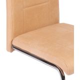 Pack de 4 Sillas Tapizadas para Salón– Acabado Color Beig con Patas Cromadas de Aluminio, Medidas: 42,5 cm x 52 cm x 99 cm