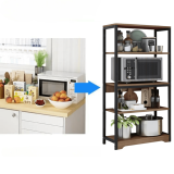 Estantería de Cocina Con Marco de Metal Negro, Estante Industrial para microondas 60x30x126 Cm Color Madera y Negro