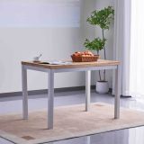 Mesa de Cocina Fija con Tapa de 3,6 cm de Grosor y Patas Metálicas Blancas -Medidas 110x70x75 cm