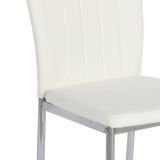 6 Sillas de Comedor con Relleno de Espuma, Tapizado en Símil Piel Blanco y Patas Metálicas Cromadas - Medidas 44x91,5x47 cm