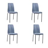 Juego de 4 Sillas con Estructura de Madera Tapizadas en Tela Azul Repelente al Agua y Patas Metálicas -Medidas 43x56x95 cm