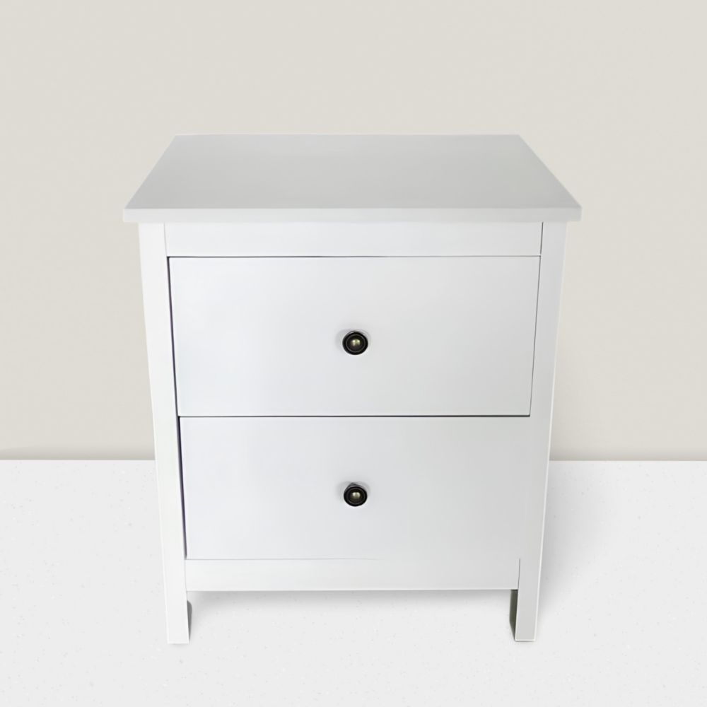 SALDO: Mesilla de Noche 2 Cajones Blanco 55cm x 48cm x 40cm