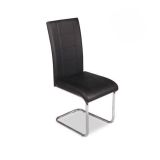 Pack de 4 Sillas de Madera Contrachapada con Relleno de Espuma, Tapizadas en Tela Negra, Patas de Cromo, Medidas 43x49x102 cm