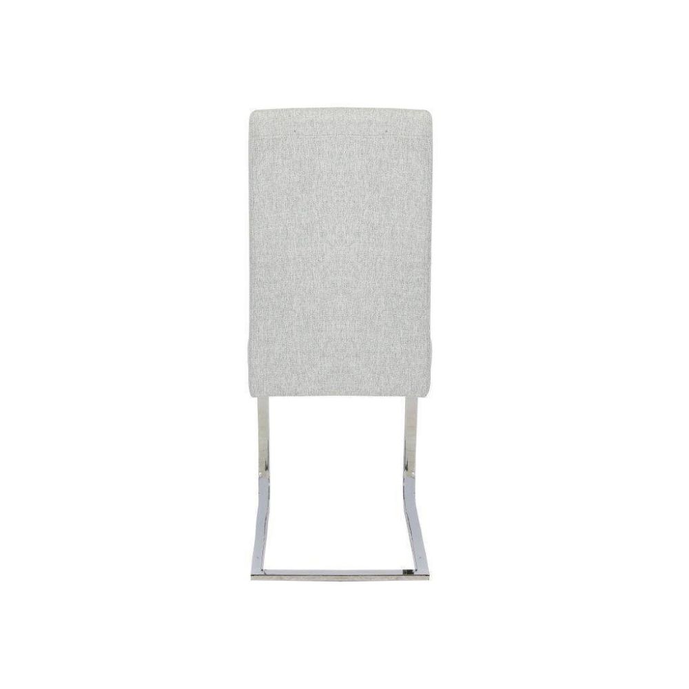 Pack de 4 Sillas Tapizadas en Símil Piel Gris Claro con Pata de Tubo Ovalado en Acabado Cromo, Medidas 46x54x110 cm