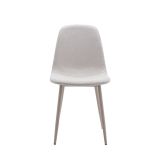 Pack de 4 Sillas con Estructura Tapizada en Tela Beige Claro, Patas Metálicas con Acabado en crema, Medidas 44x53x86 cm