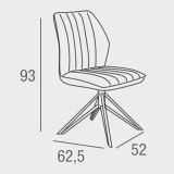 Pack de 2 Sillas con Respaldo y Asiento Tapizados en Tela Gris, Pata Metálica en Acabado Negro Mate, Medidas 62,5x52x93 cm