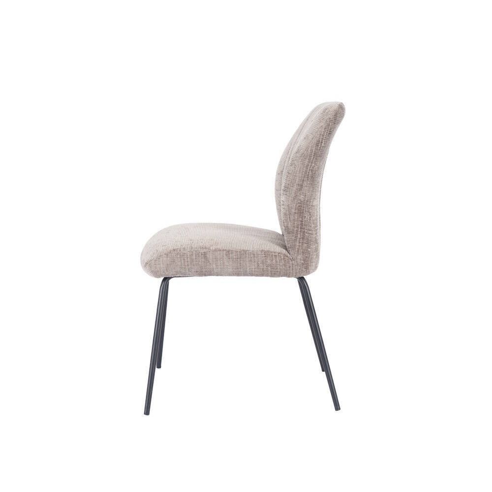 Pack de 2 Sillas Tapizadas en Tela Piedra con Patas en Acabado Negro, Asiento y Respaldo Ergonómicos, Medidas 61x47x89 cm