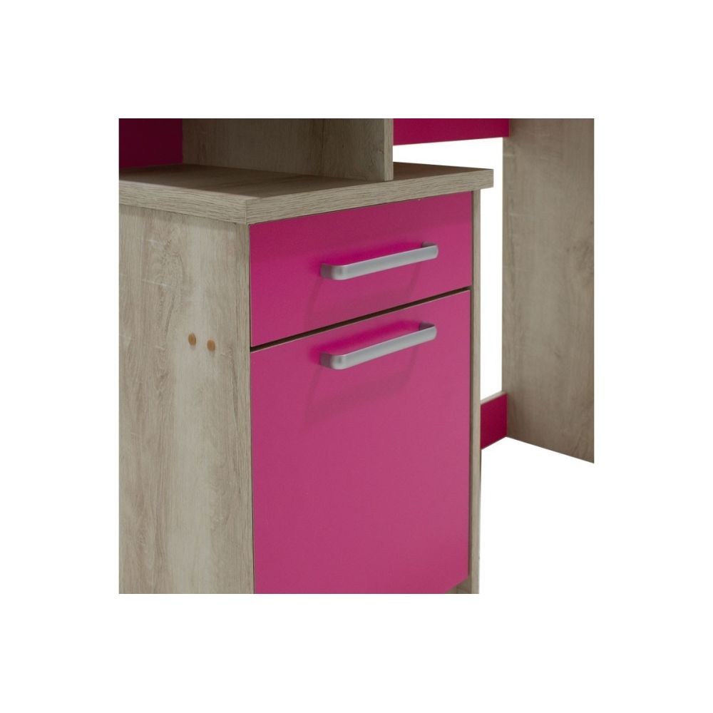 Escritorio Robusto con 2 Cajones - Color Cambrian y Rosa - 100x55x75 cm - Mesa de Estudio y Oficina Duradera